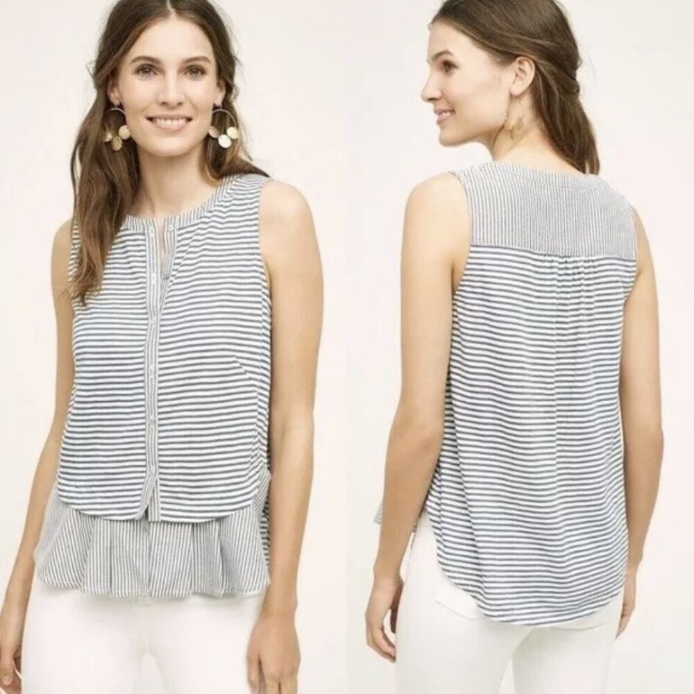 { Anthropologie } Meadow Rue Fenella Blue Striped Tank Top size XS